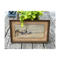 Antique T. Eaton Co. Framed Art Matted Camel Caravan Early 20th