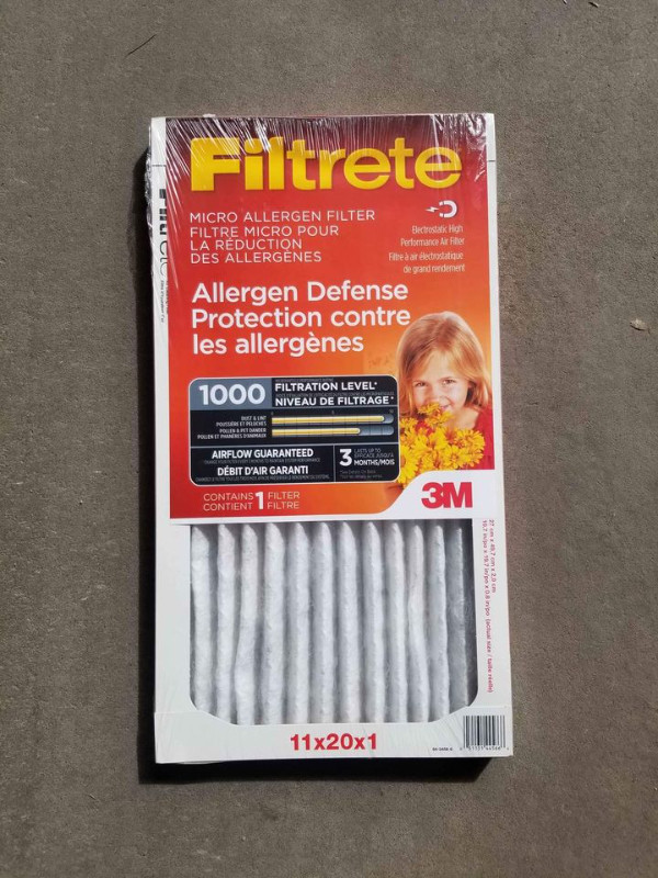 Filtrete 11x20x1 MPR 1000 Rating Pleated AC Furnace Air Filter in Heaters, Humidifiers & Dehumidifiers in Edmonton