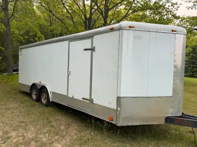 2015 Atlas Enclosed trailer 8.5 x 20 plus 3 ft Vnose Electric brakes Rivetless sides Tires are in gr...