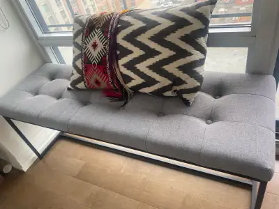 Grey Bench upholstered 