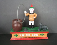 Vintage Mechanical Bank TRICK DOG (It Works)