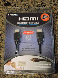 Vibe Axcess HDMI High Speed 6 ft Cable 3D Ready New Sealed