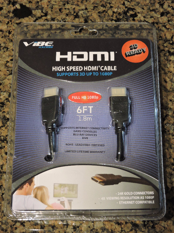 Vibe Axcess HDMI High Speed 6 ft Cable 3D Ready New Sealed in Other in Kitchener / Waterloo