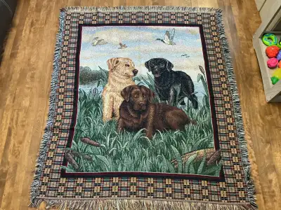 Couverture tapisserie / Tapestry Blanket - Labrador Dimensions: 55” x 48” pouces/inches Voir mes aut...