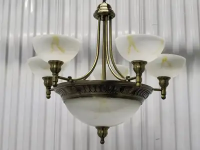Large Traditional 8-Light Chandelier w/ Alabaster Glass Shades, View more