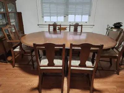 Vintage Wooden Dining Table & Chairs Set - EXTENDABLE, View more