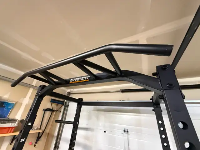 Olympic Barbell, Plate, Powertec Rack and Bench504471378849310722
