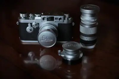 Leica IIIg Rangefinder Kit with 35mm, 50mm and 90mm Leitz Lenses, View more