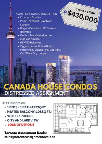 From $430k Concord Canada House DOWNTOWN SPADINA & FRONT Last chance to OWN this view before final c...