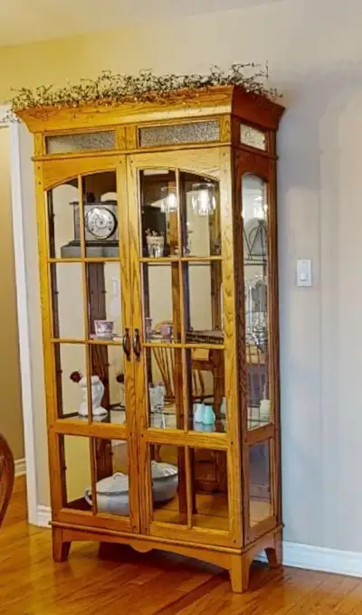 Oak curio cabinet, View more