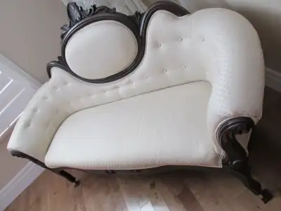Antique settee and 2 wing chair set., View more