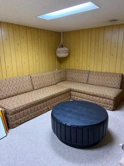 Vintage 1970s Custom-Built Sectional + Ottoman, View more
