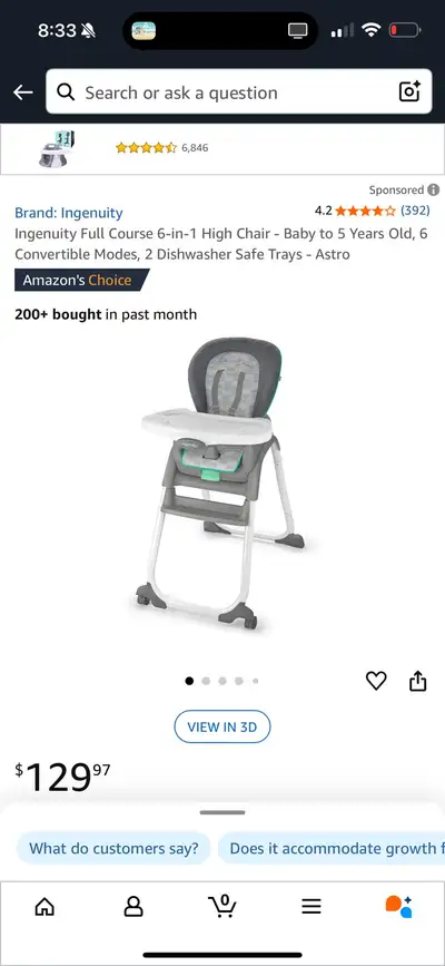 3 in 1 ingenuity high chair pink , View more