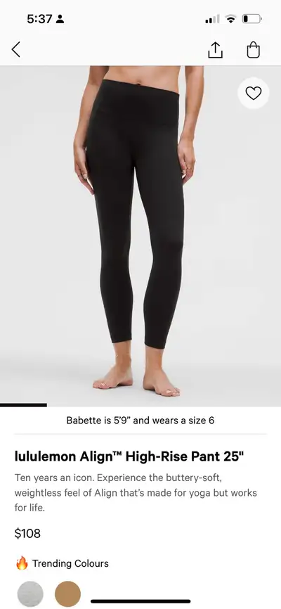 5 pairs of lululemon align HR pants 25”, View more
