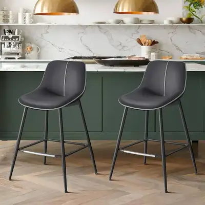 Counter Height Bar Stool with Back, Ergonomic Backrest, Synthet, View more