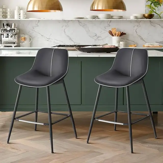 Counter Height Bar Stool with Back, Ergonomic Backrest, Synthet in Chairs & Recliners in Markham / York Region - Image 2