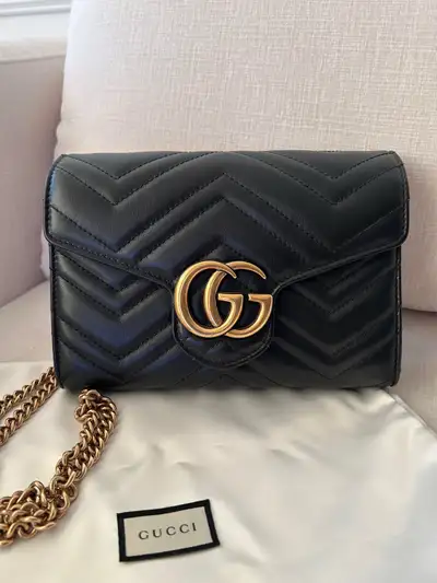 Gucci Marmont Wallet on Chain - Black , View more