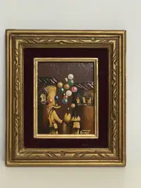Small oil Painting on solid wood gold tone frame