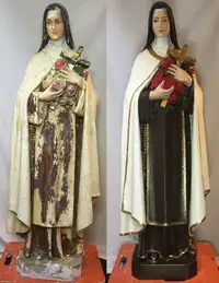 statue religieuse et réparation minitieuse pour les statues