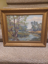 Vintage oil painting by chatham kent artist Gordon Owen Lang.