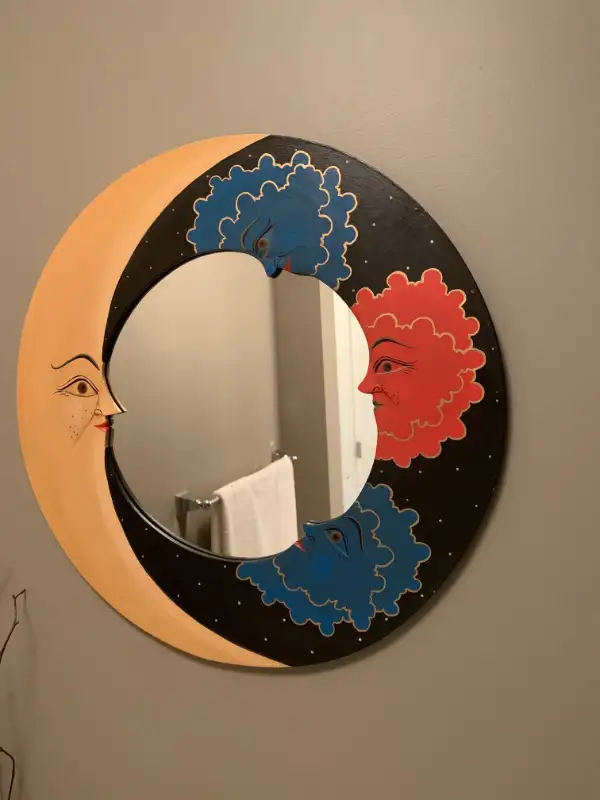 Yellow Moon & Engery Clouds Mirror 12" in Home Décor & Accents in Calgary - Image 3
