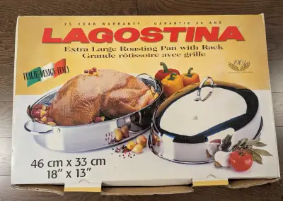 Lagostina Extra Large ROASTING PAN w Lid & Rack, View more