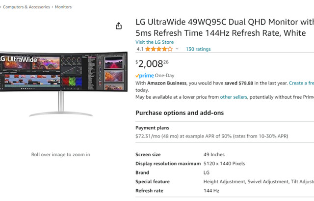 LG 49" Ultrawide QHD 144Hz 5ms IPS LCD Monitor in Monitors in Calgary
