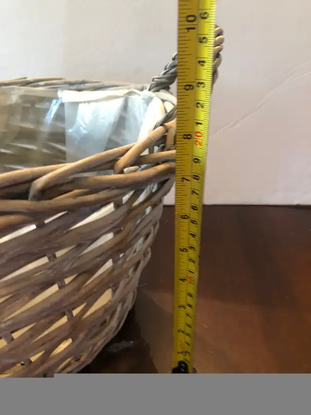 Grey Wicker Plant Holder Basket With Plastic Lining.518518629173841921