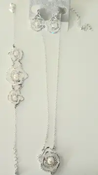Pearl silver jewelry set