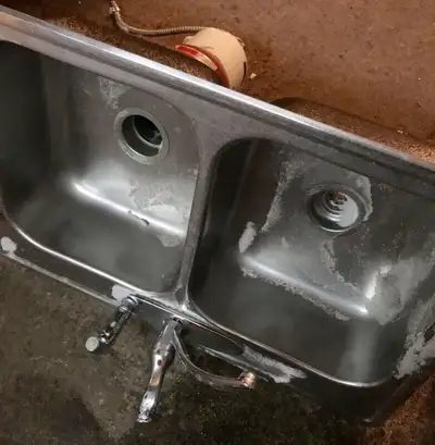 Stainless Double Sink, Faucet and Garburator., View more