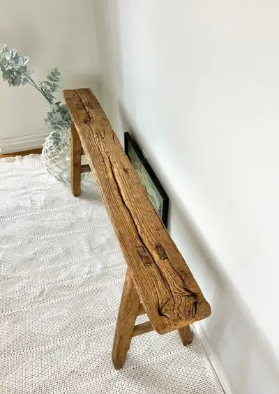 Primitive Farmhouse Skinny Wood Bench Vintage, View more