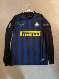 Inter Milan home soccer jersey (#10 Jovetić) with patches!