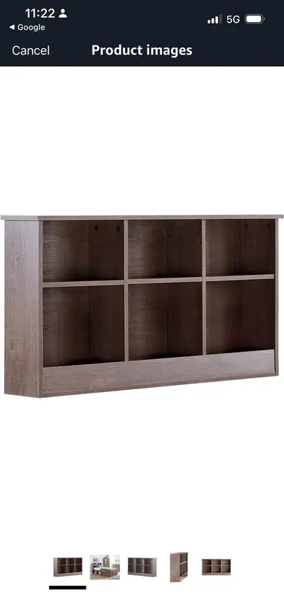 New Uster 6-Shelf Wood Twin Bookcase Headboard, Walnut Oak, View more