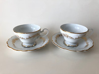Lot of 2 Vintage Queen Anne Royal Bavaria Porcelain Cup Saucer