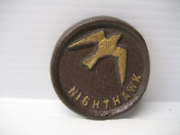 Cast Iron Nighthawk Woodstove Emblem, Enterprise Foundry