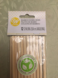 Bamboo Dowel Rods 12x12” Wilton brand