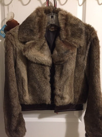 Costa Blanca brown fake fur jacket small