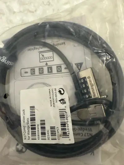 This Kensington N17 combination lock is ideal for wedge-shaped laptop slots, offering reliable secur...