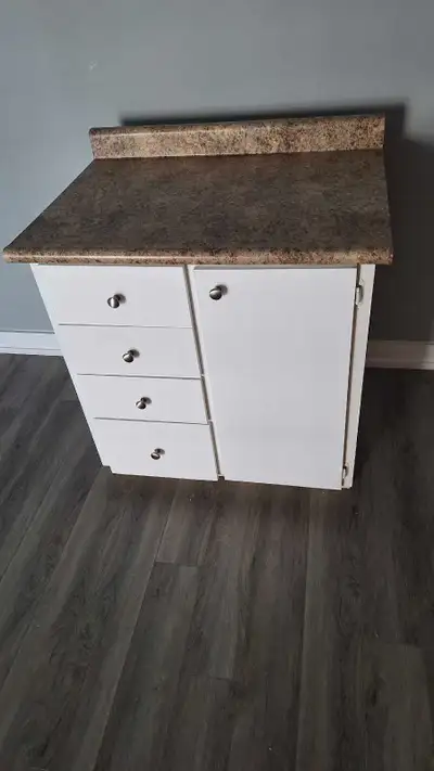 Lower kitchen cabinet with 4 drawers and countertop, View more