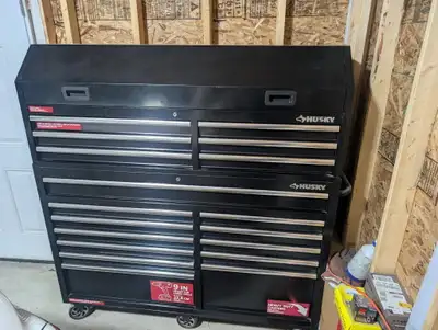 We have husky heavy duty toolbox 60in H x 18 in D x 65 in H in very good condition for sale .