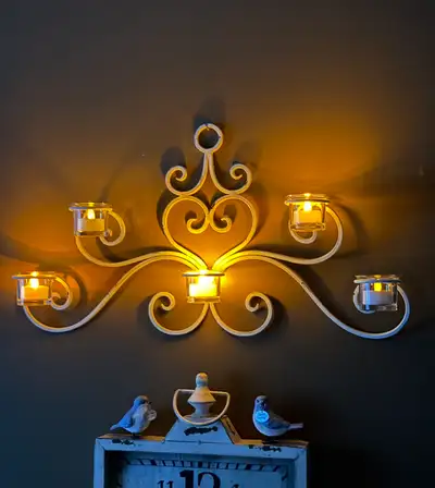 Rustic white metal sconce from party lite, View more
