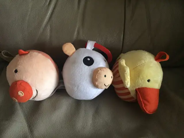 3 baby/infant animal plush heads toys62864744119043122