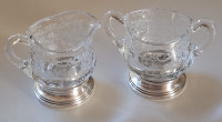 Cambridge Chantilly Etched Glass w/ Sterling Silver Base Creamer