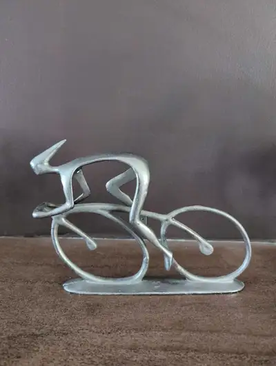 Cast Iron metal speed cyclist sculpture , View more