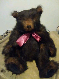 Rare Vintage Poseable Teddy Bear With Real Mink Fur 