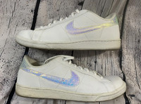 Nike leather shoes iridescent rainbow holographic swoosh  7.5