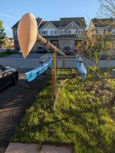 Approximately 70s or 80s vintage Hobie cat with trailer. Comes with everything needed to sail. - Sai...