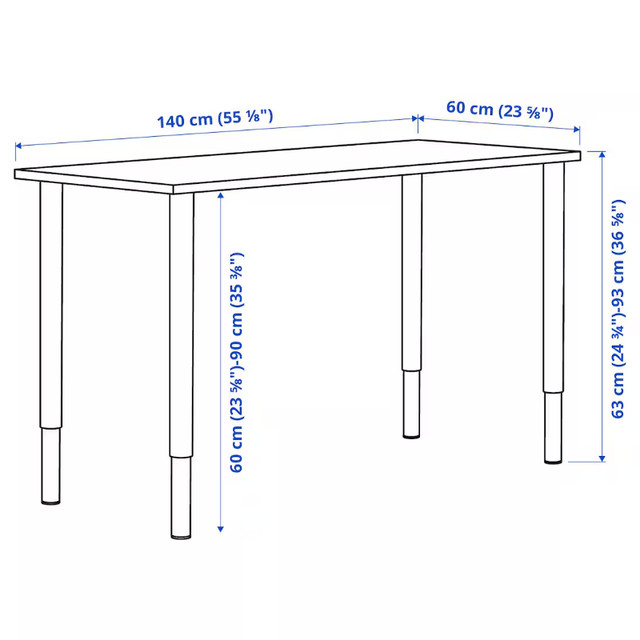 IKEA desk, table, flexible height, white in Desks in City of Halifax - Image 2