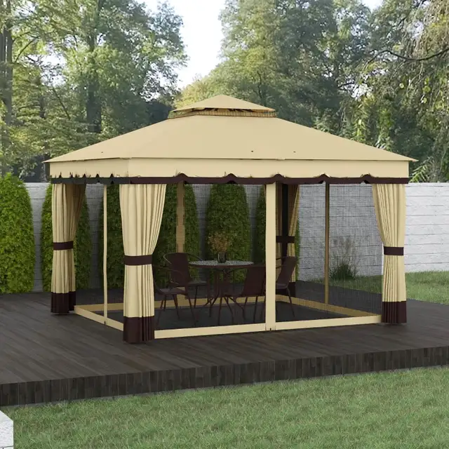 10' x 12' Double Roof Patio Gazebo Canopy, Outdoor Gazebo Shelte in Patio & Garden Furniture in Markham / York Region - Image 8