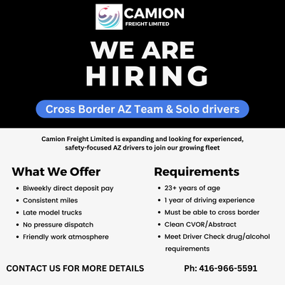 Hiring AZ drivers (Solo & Team) for USA, View more